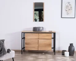 Meuble sous vasque contemporain en teck 120 cm 