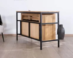 Meuble sous vasque contemporain en teck 120 cm 