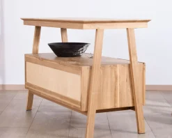 Meuble sous vasque design japandi 120 cm en teck 