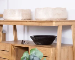 Meuble sous vasque design japandi 120 cm en teck 