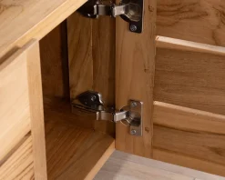 Meuble sous vasque design japandi 120 cm en teck 