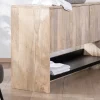 Meuble sous vasque double en bois graphique naturel et noir "Nani" 140 cm
