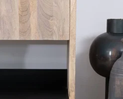 Meuble sous vasque double en bois graphique naturel et noir "Nani" 140 cm