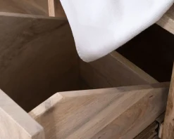 Meuble sous vasque double en bois graphique naturel et noir 