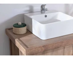 Meuble sous vasque double en manguier massif sablé 165cm 