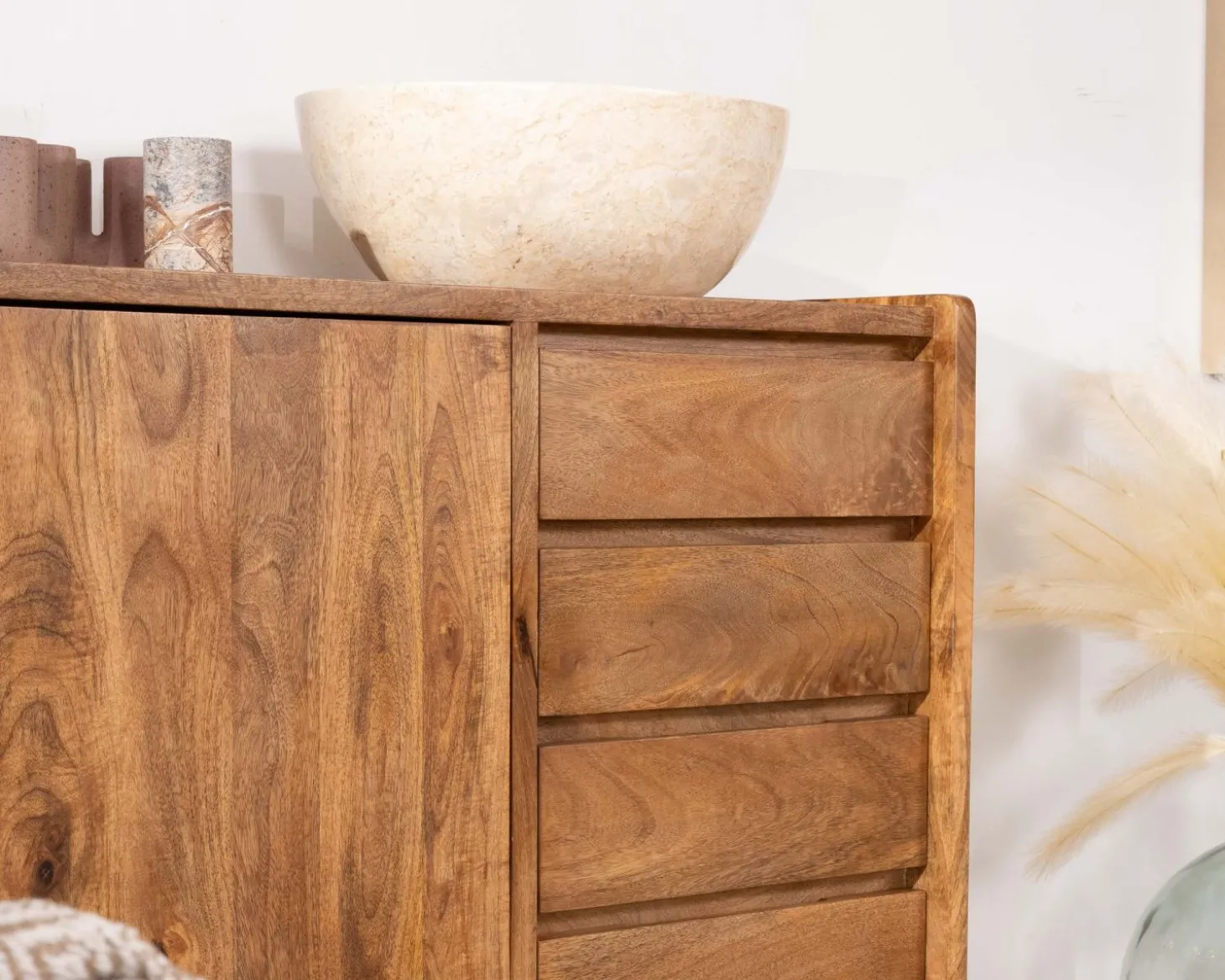Meuble sous vasque en manguier foncé avec portes et tiroirs "Kahiko" 120 cm