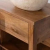 Meuble sous vasque en manguier foncé 120 cm avec niches et tiroirs "Kahiko"