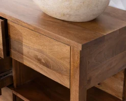 Meuble sous vasque en manguier foncé 120 cm avec niches et tiroirs "Kahiko"