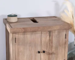 Meuble sous vasque simple en manguier massif 80cm 2 portes "Maestro"