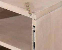 Meuble sous vasque suspendu 140 cm en manguier blanchi "Nani" façades bi-texturées