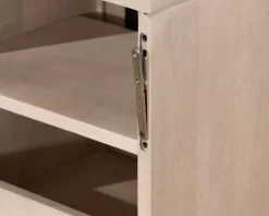 Meuble sous vasque suspendu 140 cm en manguier blanchi "Nani" façades bi-texturées