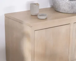 Meuble sous vasque suspendu 140 cm en manguier blanchi 