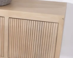 Meuble sous vasque suspendu 140 cm en manguier blanchi 