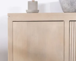Meuble sous vasque suspendu 140 cm en manguier blanchi 