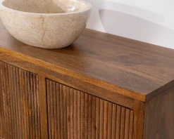 Meuble sous vasque suspendu 120 cm en manguier foncé 