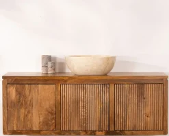 Meuble sous vasque suspendu 120 cm en manguier foncé 