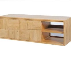 Meuble sous vasque suspendu en teck avec portes coulissantes 140 cm "Tao"