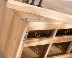 Meuble sous vasque suspendu en teck avec portes coulissantes 140 cm 
