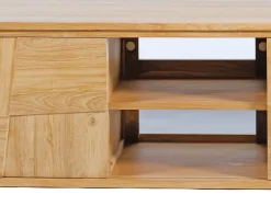 Meuble sous vasque suspendu en teck avec portes coulissantes 140 cm 