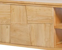 Meuble sous vasque suspendu en teck avec portes coulissantes 140 cm 