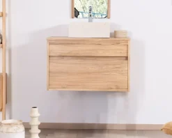 Meuble sous vasque suspendu 80 cm avec 1 tiroir 