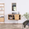 Meuble sous vasque suspendu en teck avec portes coulissantes "Tao" 105 cm