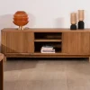 Meuble télé 150 cm 2 portes en chêne huilé style rétro "Winton"
