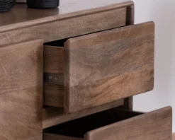 Meuble télé 160 cm design épuré Japandi "Geta" en manguier massif