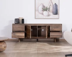 Meuble télé 160 cm design épuré Japandi 