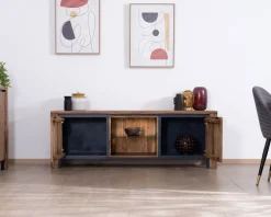Meuble télé 175 en palissandre et acacia avec éclairage LED "Enoa"