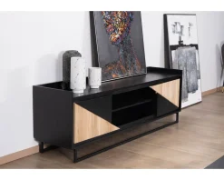 Meuble télé 2 portes 180 cm en bois massif "Trace"