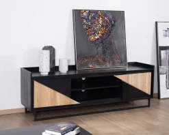 Meuble télé 2 portes 180 cm en bois massif 