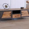 Meuble télé bois et métal gris style industriel "Vista" 150 cm