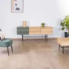 Meuble télé design métal noir bois bicolore "Elegancy" 150 cm