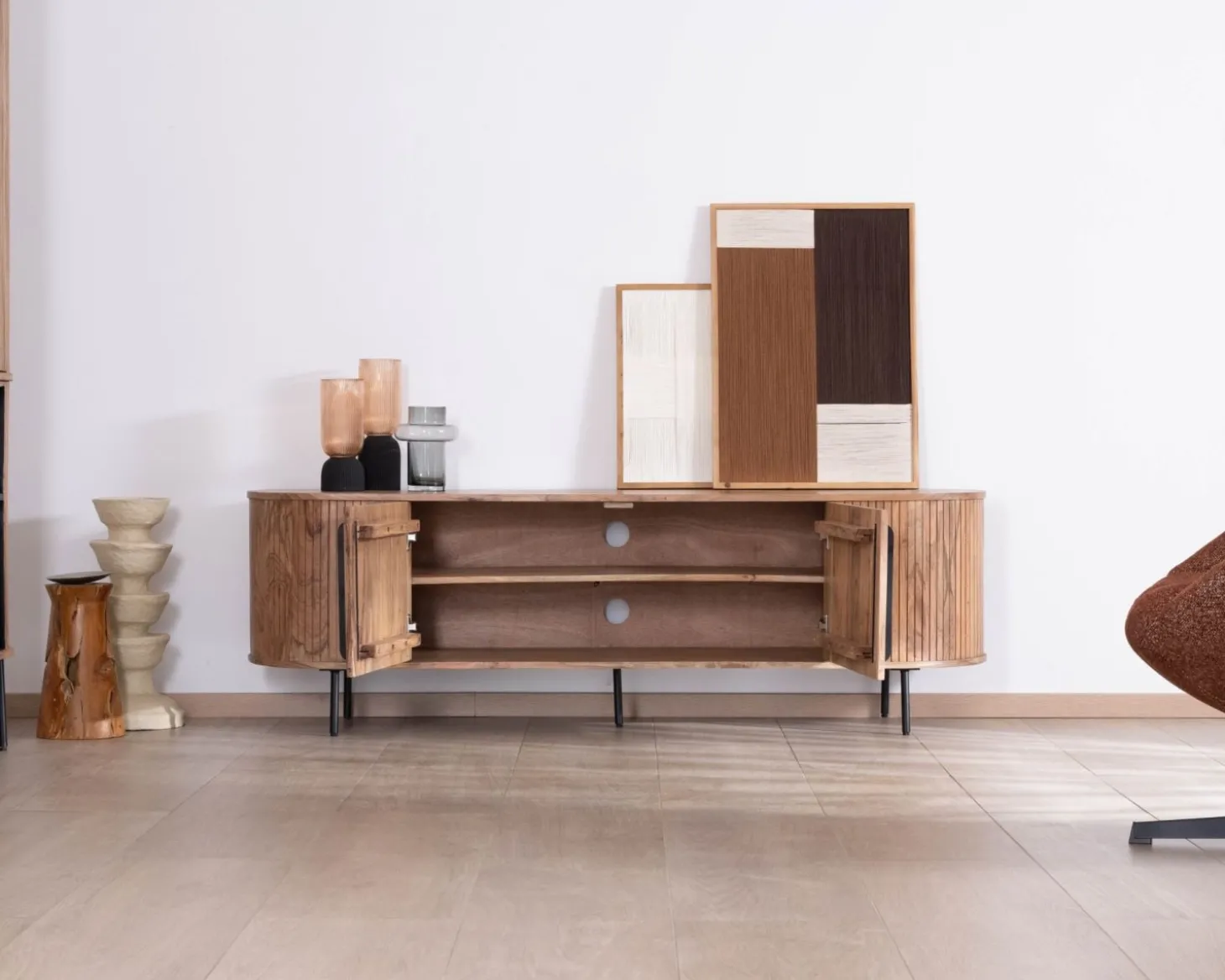 Meuble télé esprit rétro en acacia "Bopee" 175 cm