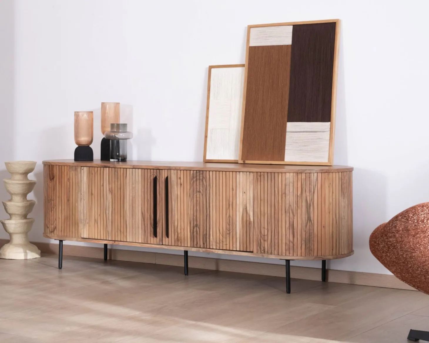 Meuble télé esprit rétro en acacia "Bopee" 175 cm