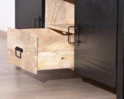 Meuble télé industriel métal et bois 150 cm 