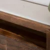 Meuble TV 180 cm en bois recyclé et plateau marbre blanc "Mood"