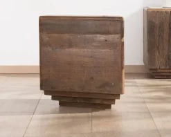 Meuble TV 180 cm en bois recyclé et plateau marbre blanc 