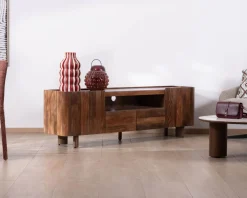Meuble TV 175 cm en manguier massif style contemporain minimaliste "Malaké"
