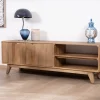Meuble TV 170 cm en manguier massif style scandinave "Elyka" avec double porte et niches