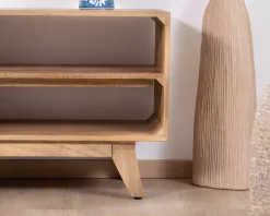 Meuble TV 170 cm en manguier massif style scandinave "Elyka" avec double porte et niches