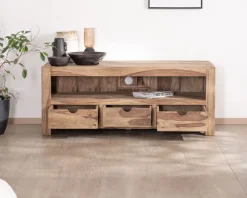 Meuble TV 150 cm en palissandre "Kalanohé" grande niche et 3 tiroirs
