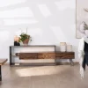 Meuble TV 195 cm original en bois et métal "Crescendo" avec éclairage LEDs