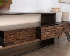 Meuble TV 195 cm original en bois et métal 