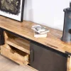 Meuble TV 160 cm porte coulissante métal et bois "Caractère"