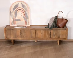 Meuble TV bas 180 cm en manguier naturel 