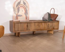 Meuble TV bas 180 cm en manguier naturel 
