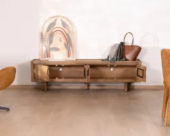 Meuble TV bas 180 cm en manguier naturel 