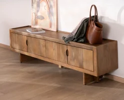 Meuble TV bas 180 cm en manguier naturel 